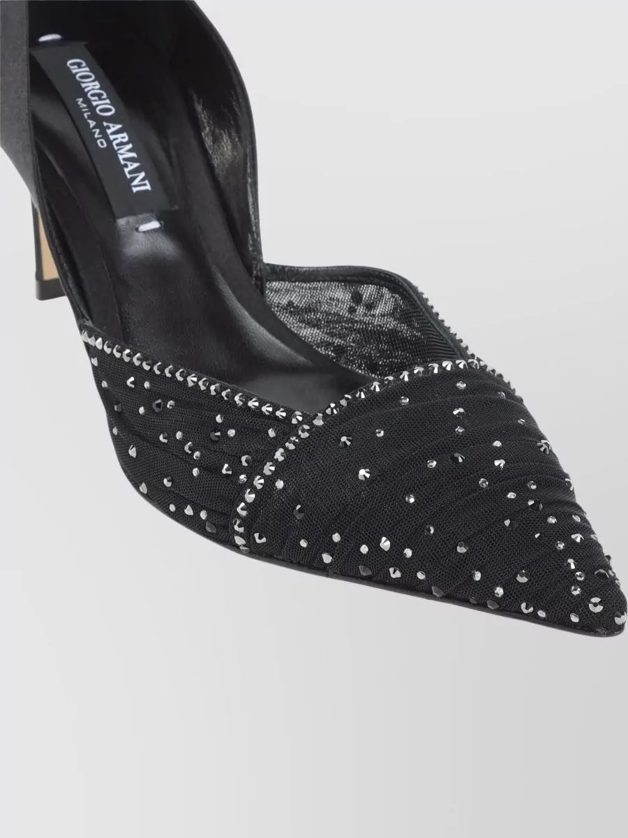 Giorgio Armani Satin And Tulle Rhinestone-Embellished Pumps