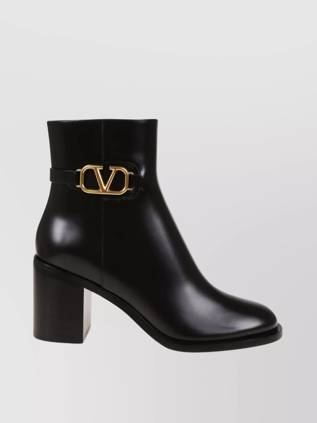 Shop Valentino Logo Block Heel Ankle Boot In Black