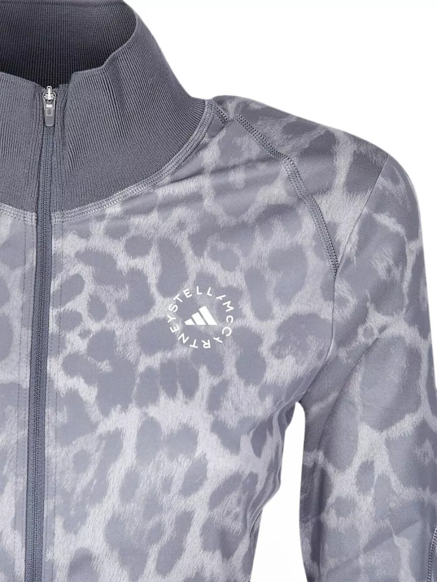 Adidas By Stella Mccartney Leopard Print Long Sleeve High Neck Jacket
