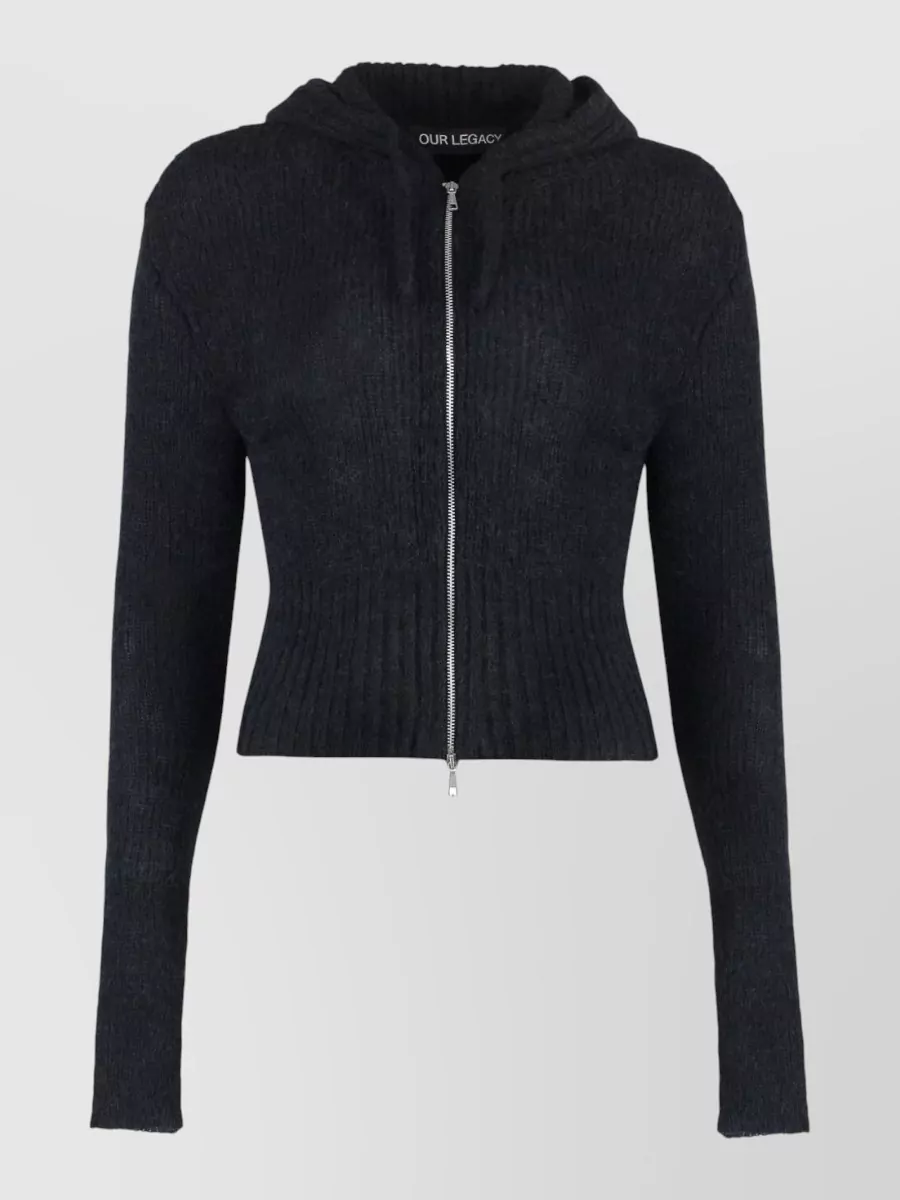 Our Legacy Hooded Knit Sweatshirt Cropped Ribbed Hem