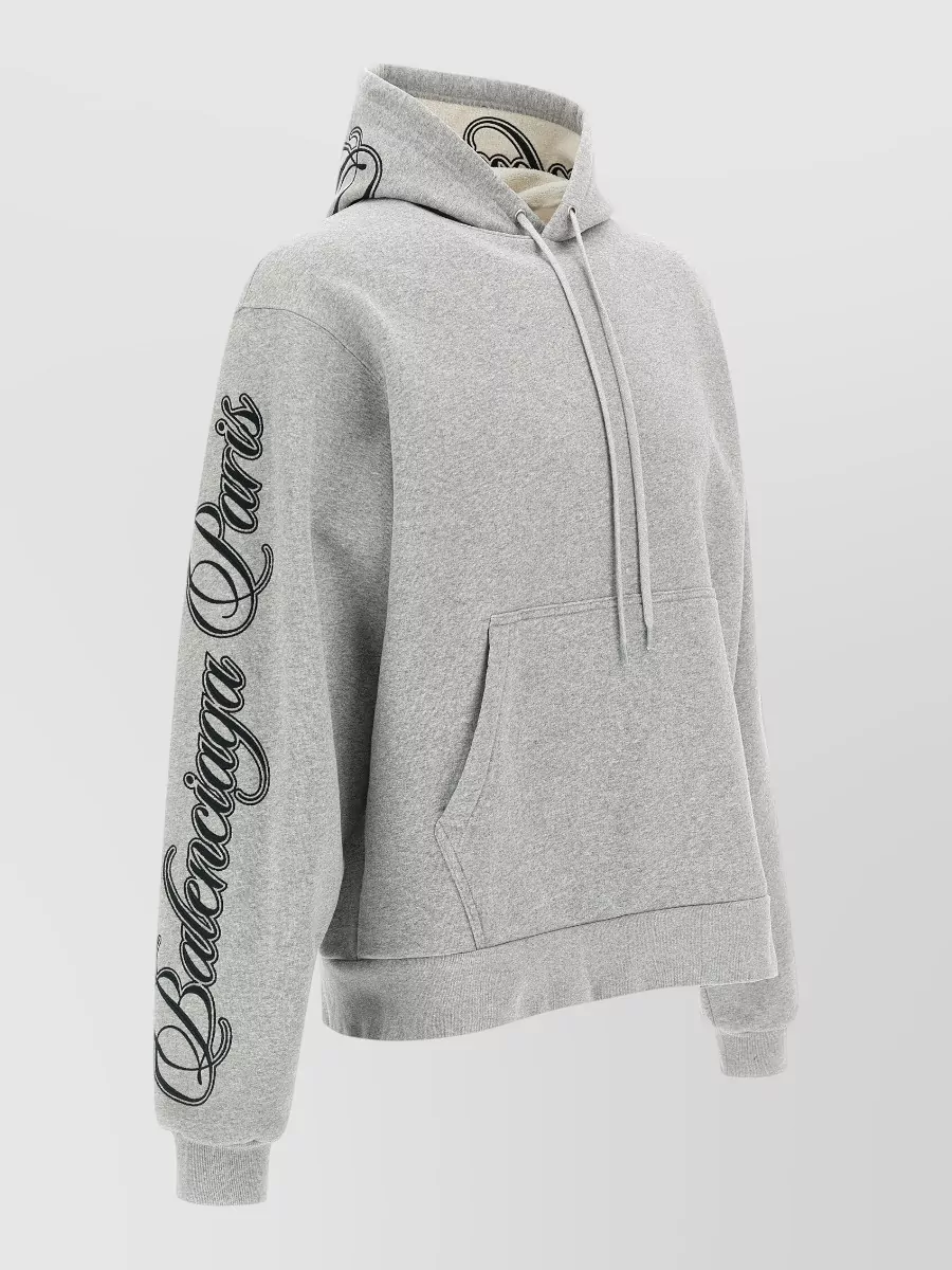 Balenciaga Script Logo Hoodie Drawstring Hood Kangaroo Pocket