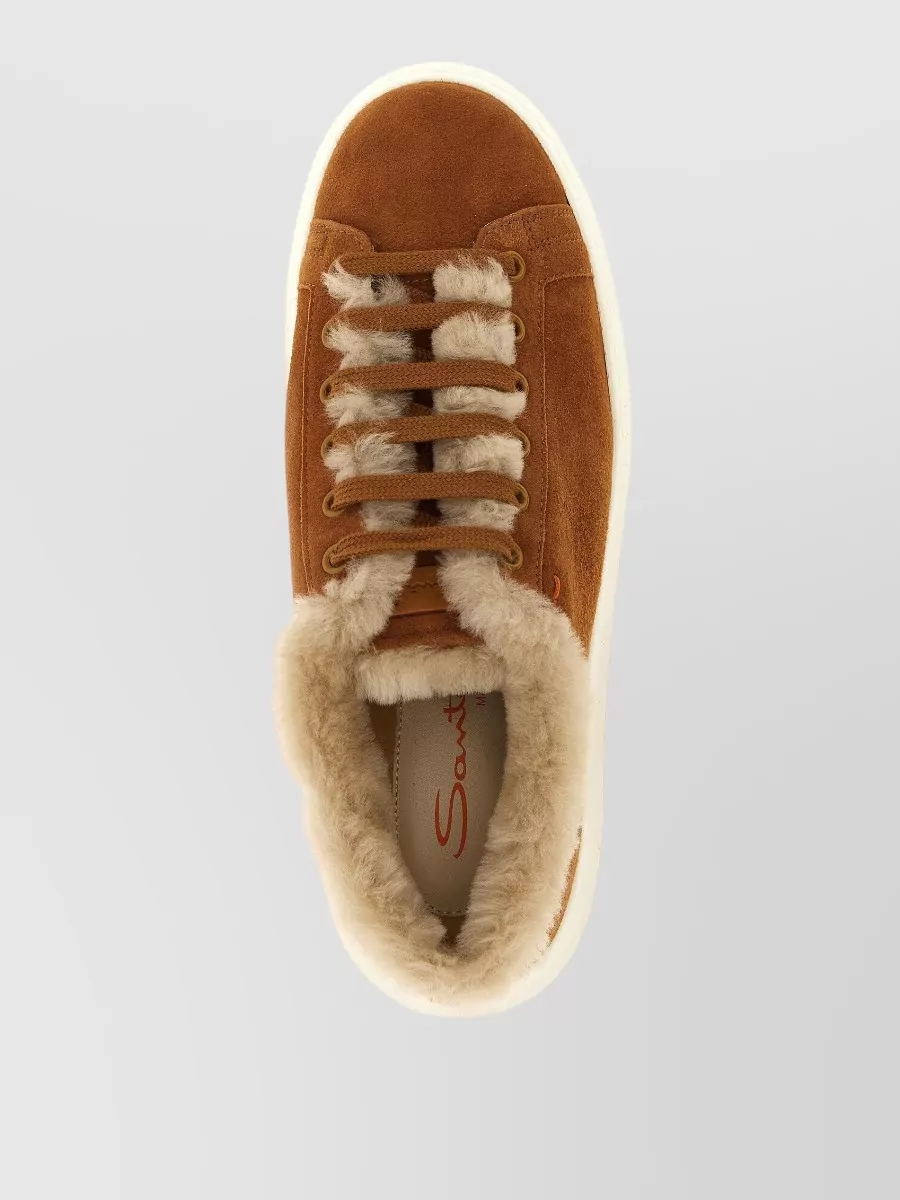 Santoni Leather Low-Top Lace-Up Sneakers