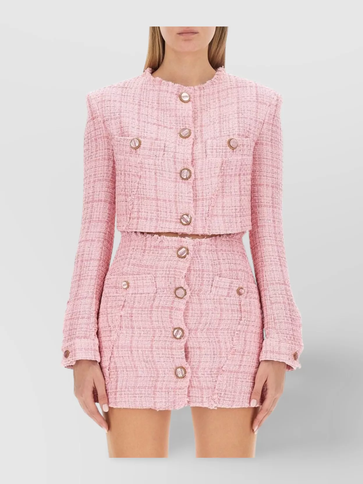 GCDS SHORT FRAYED EDGE TEXTURED JACKET