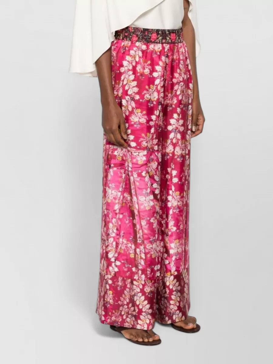 Pierre Louise Mascia Floral-Print Pleated Silk Wide-Leg Trousers