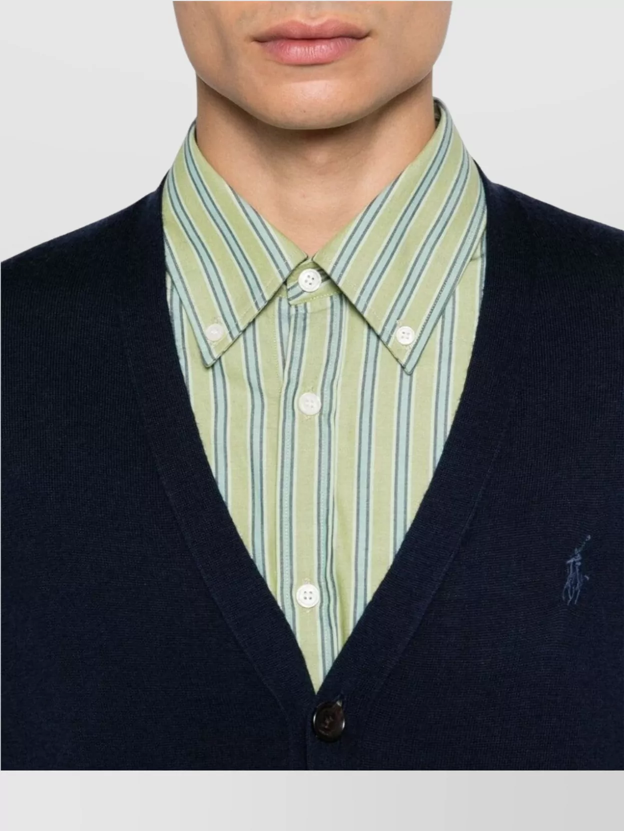 Ralph Lauren Ribbed V-Neck Sweater Patch Pockets