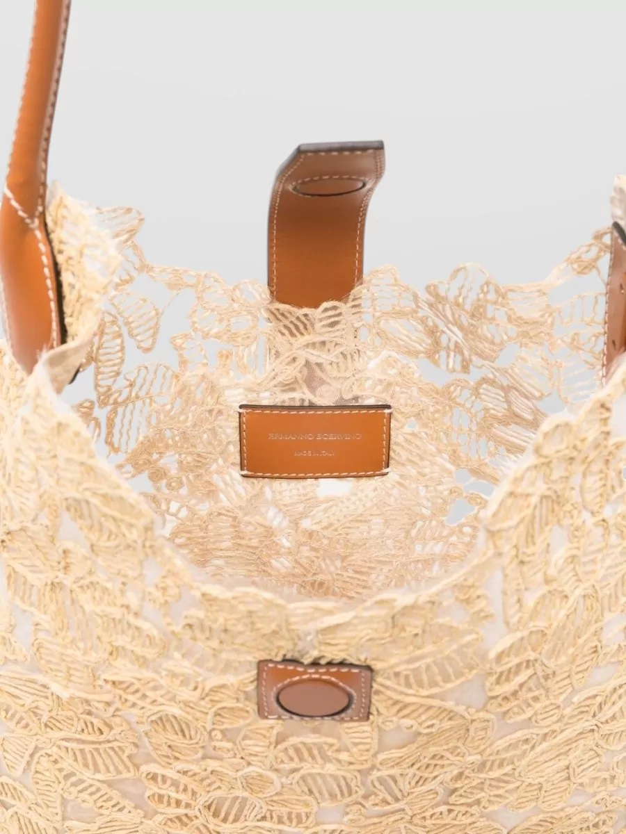 Ermanno Scervino Medium Hobo Bag Lace Overlay Leather Handles