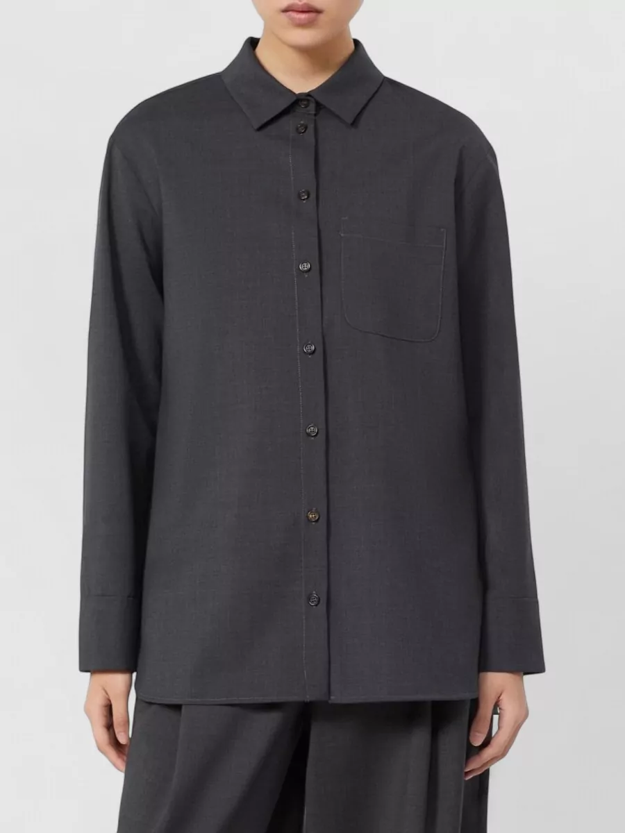 S Max Mara Virgin Wool Long-Sleeve Shirt