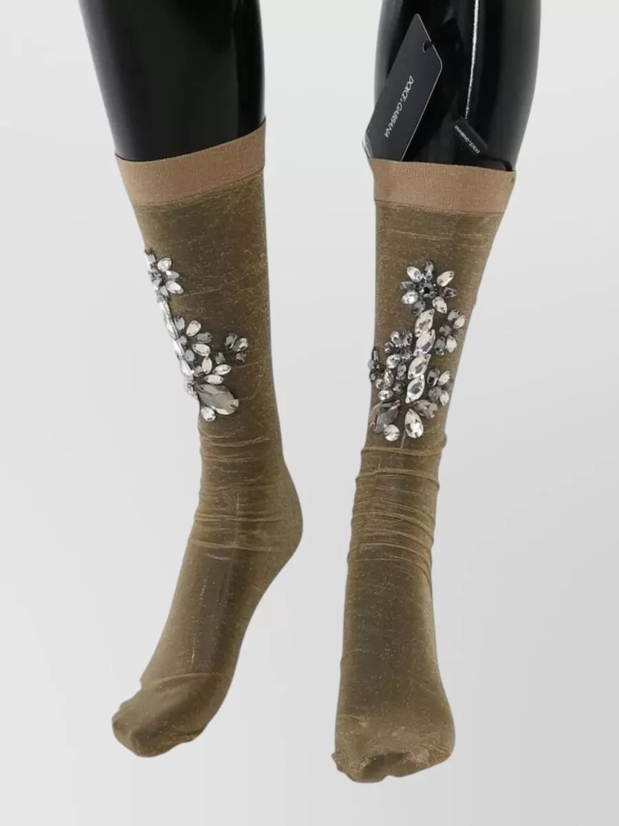 Dolce&Gabbana Metallic Crystal-Embellished Socks