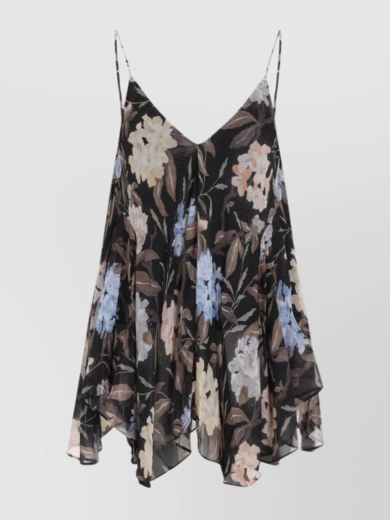 Zimmermann Eden Floral Print Handkerchief Top In Black