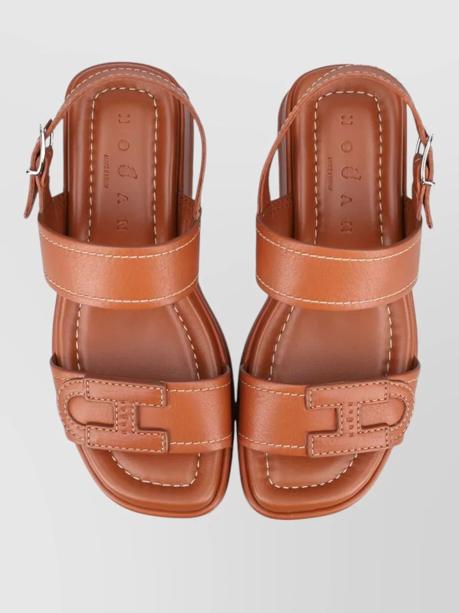 Hogan Leather Platform Slides