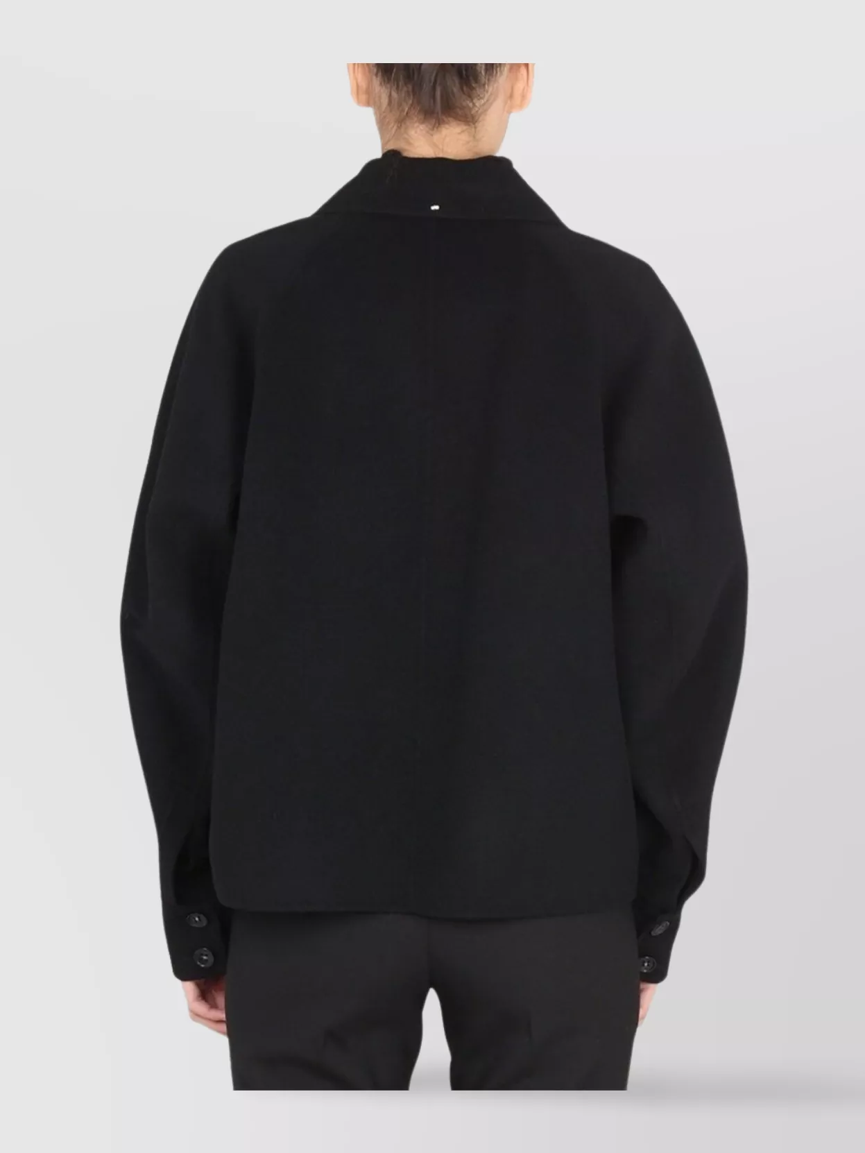Max Mara Short Coat With Notched Lapels And Long Sleeves In Black