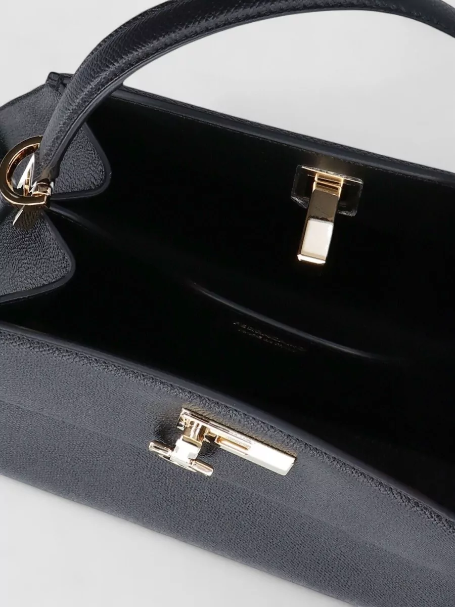 Ferragamo Shoulder Bag Gold Tone Hardware Top Handle