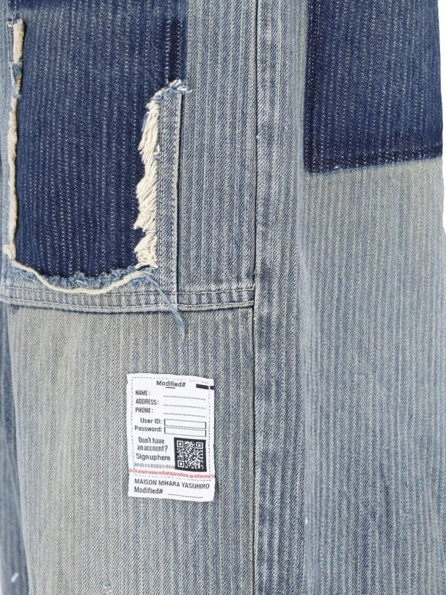 Maison Mihara Yasuhiro Striped Jacquard Denim Wide Tapered-Leg Jeans