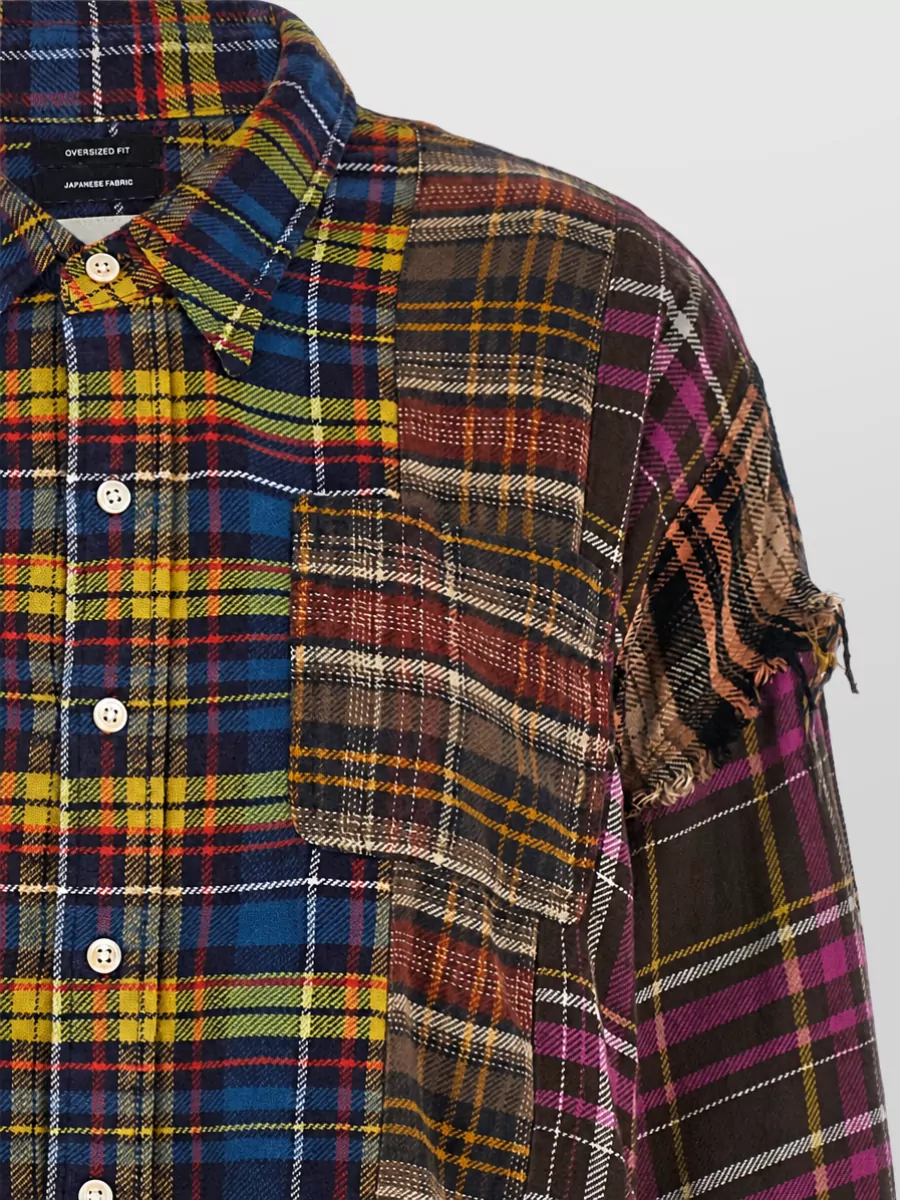 R13 Patchwork Checked Oversized Cotton Shirt Jacket