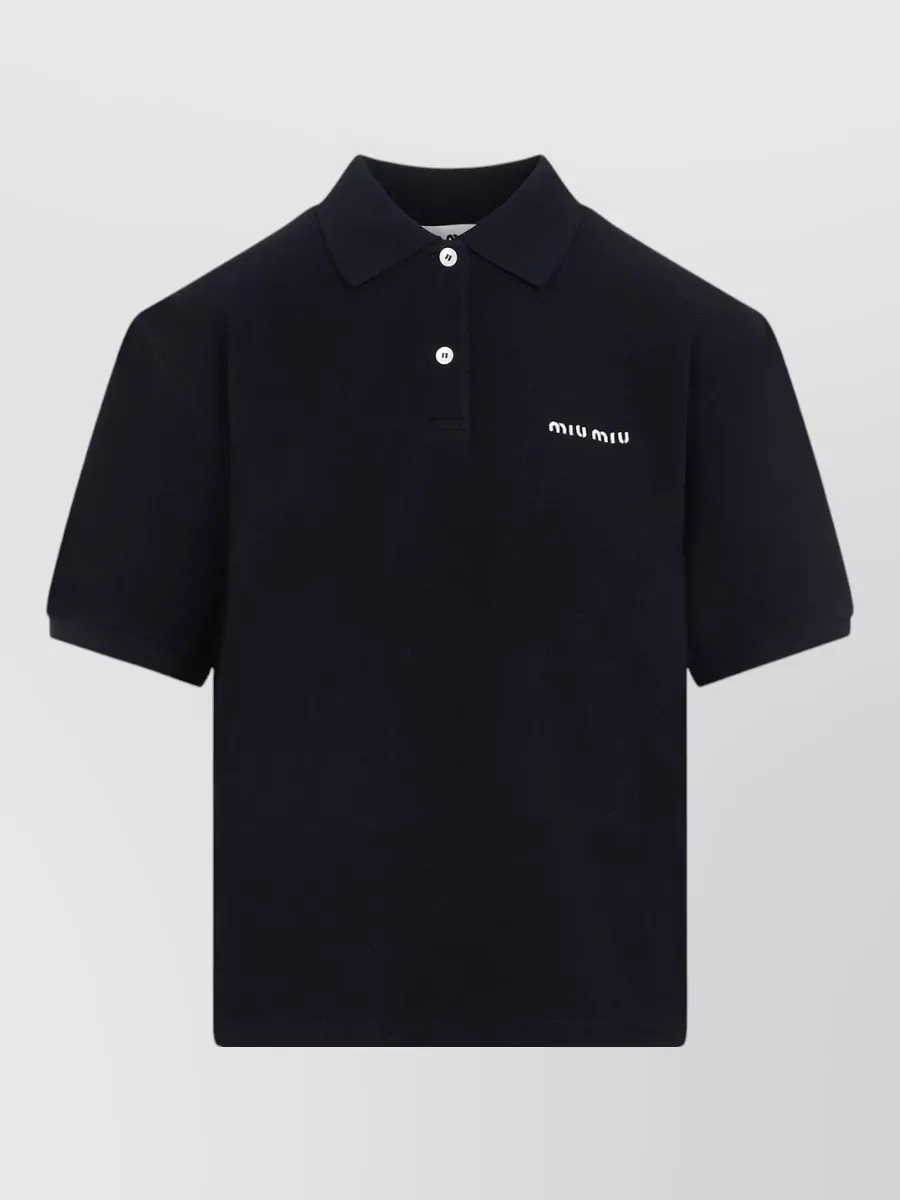 Miu Miu Short Sleeve Polo Collar Knit Top