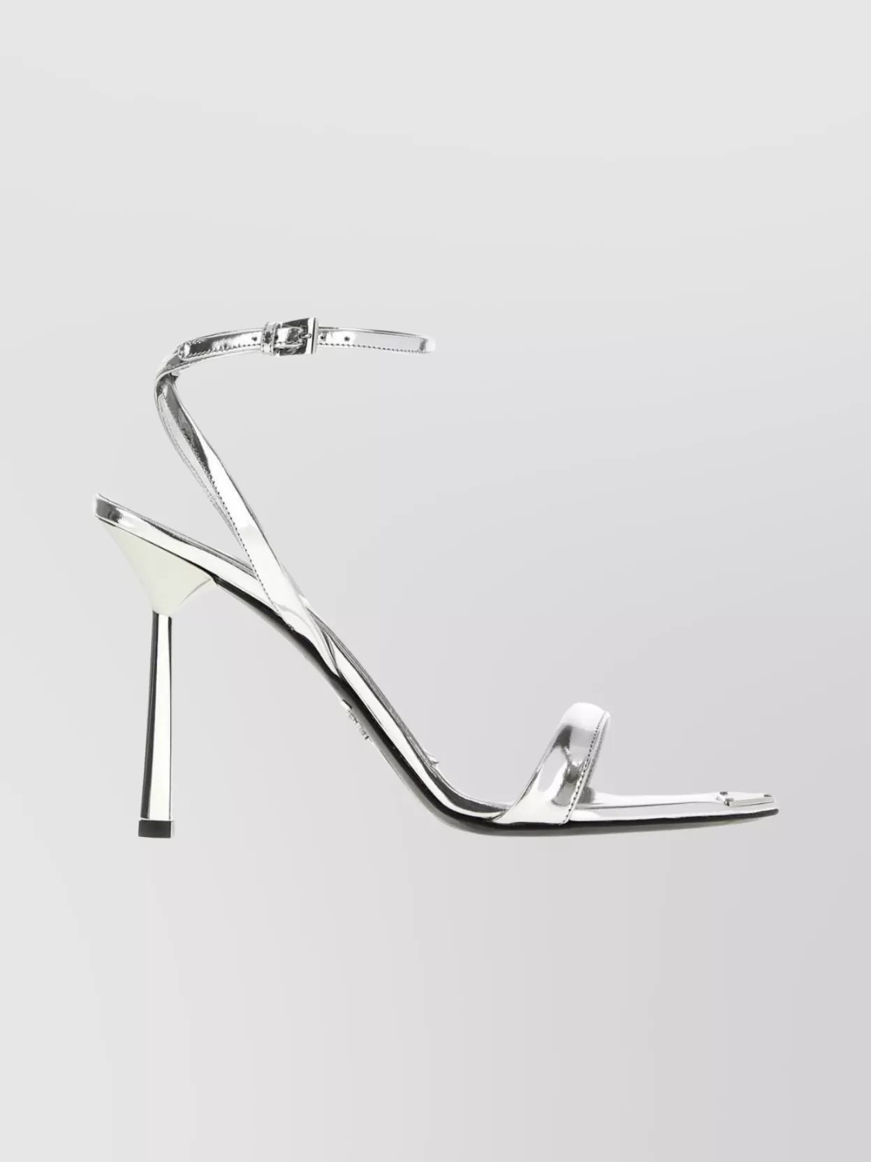 Prada Metallic Open Toe Leather Sandals In Silver