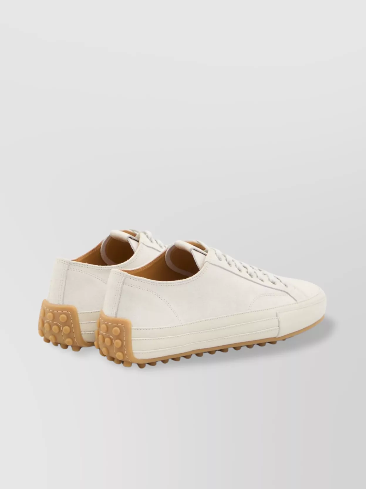 Tod's Leather Sneakers With Rubber Pebble Embellishments In Neutral