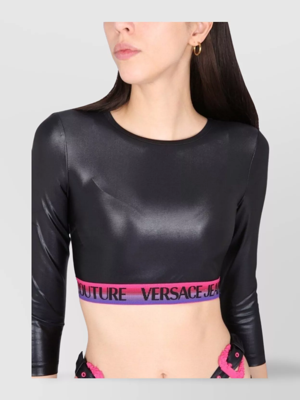 Versace Jeans Couture Cropped Top In Black