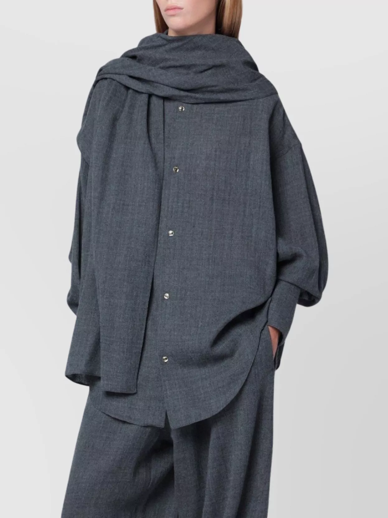 Darkpark Oversized Shirt And Scarf Combination In Blue