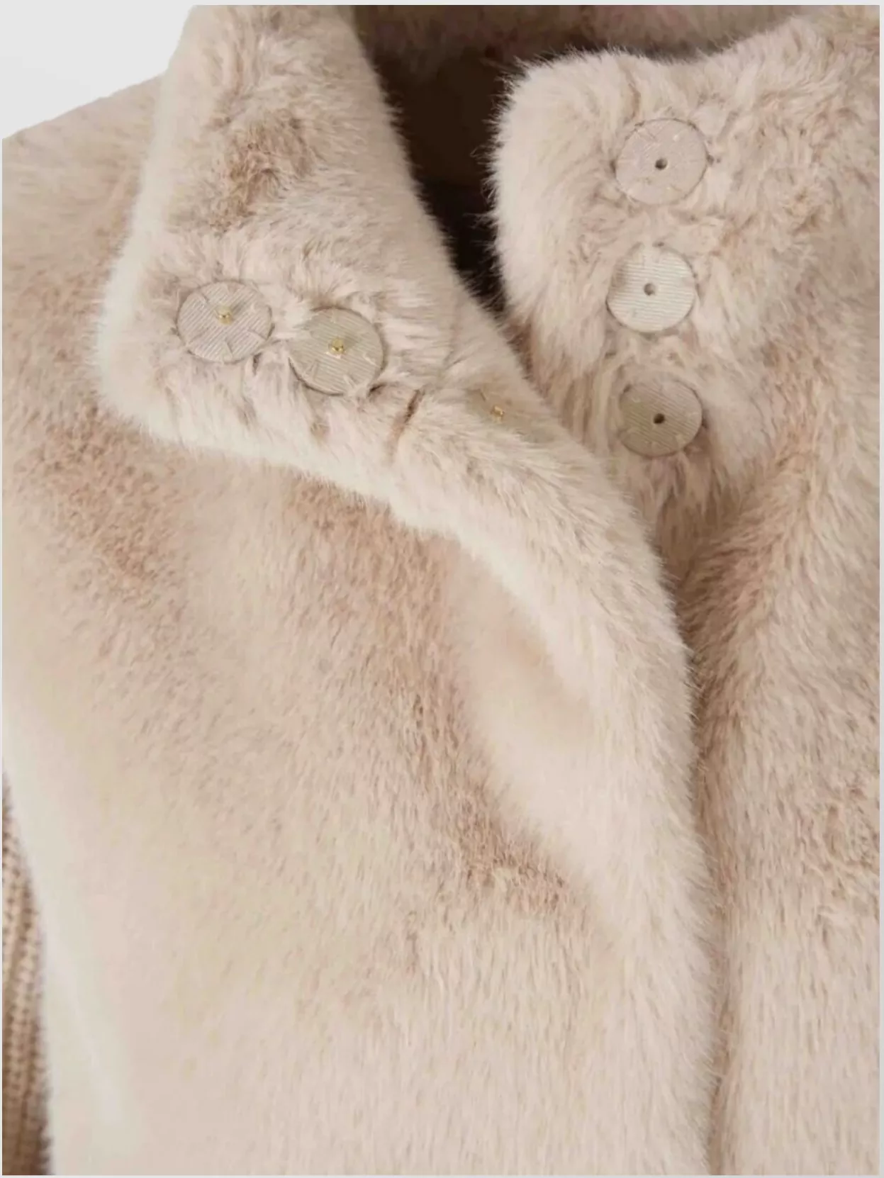 Herno High Collar Faux Fur Coat With Buttons