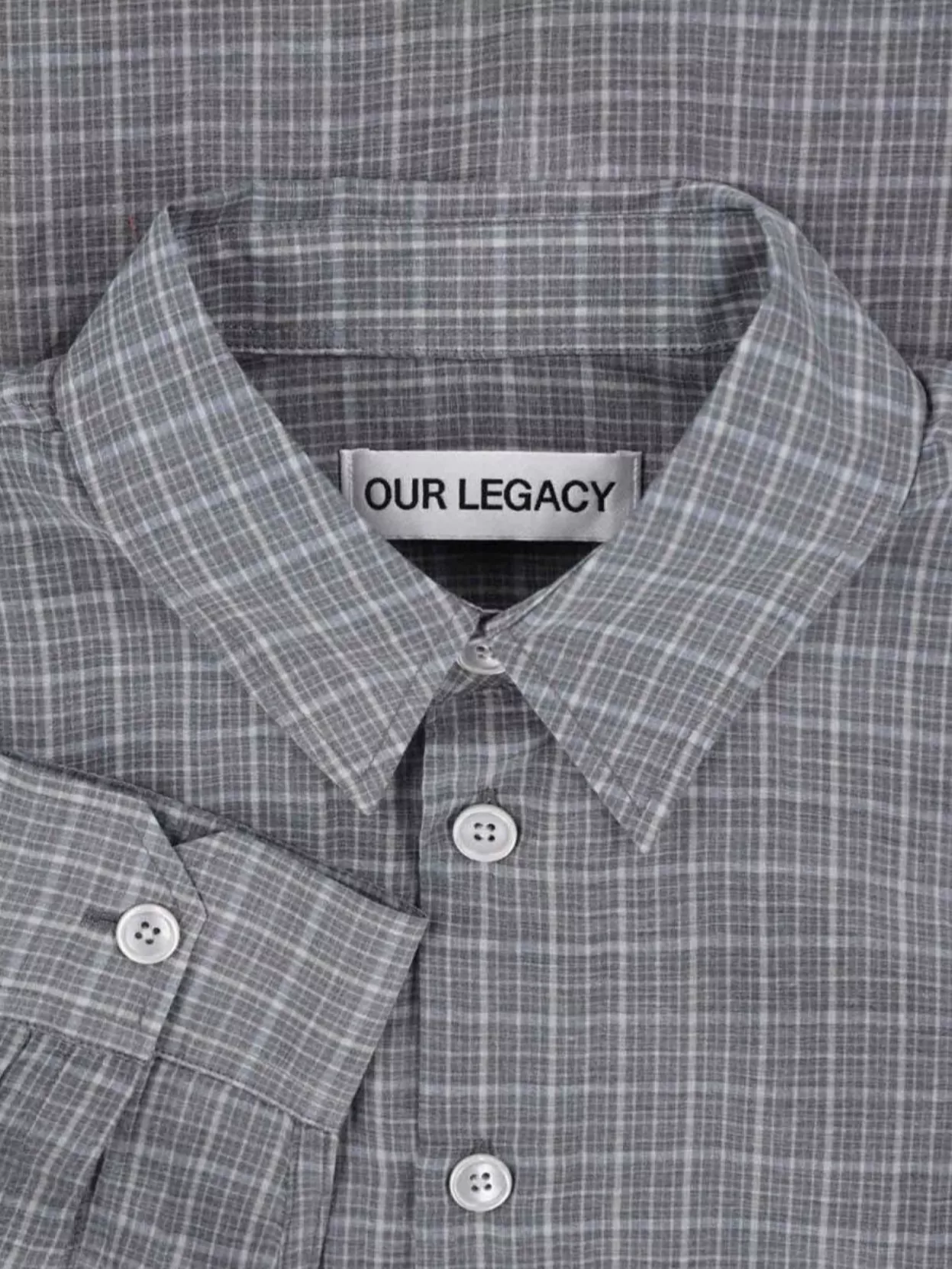 Our Legacy Checked Pattern Button-down Collar Shirt In Gray