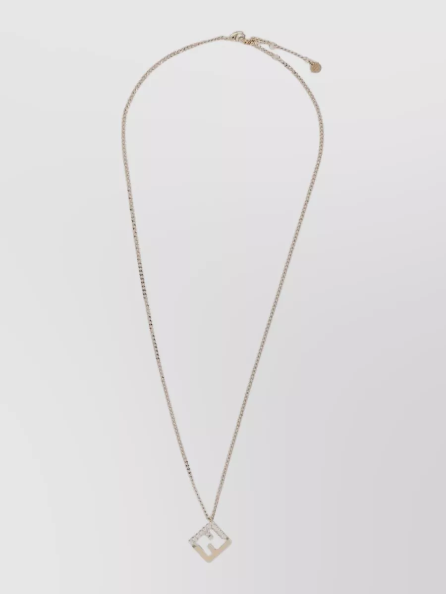 Fendi brass pendant necklace