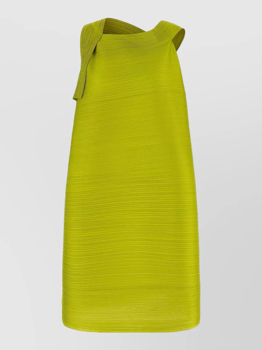 Pleats Please Issey Miyake Ribbed asymmetric draped sleeveless knee-length dress