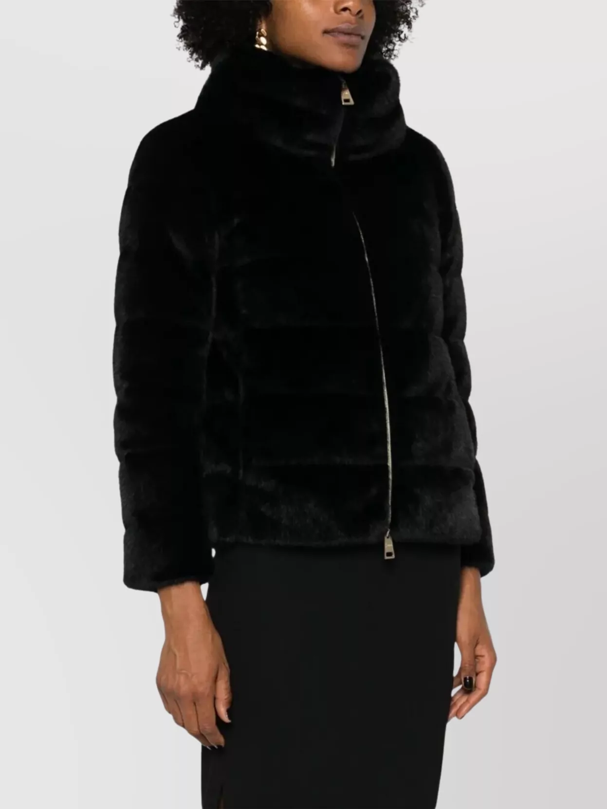 Herno High Collar Padded Coat With Faux Fur
