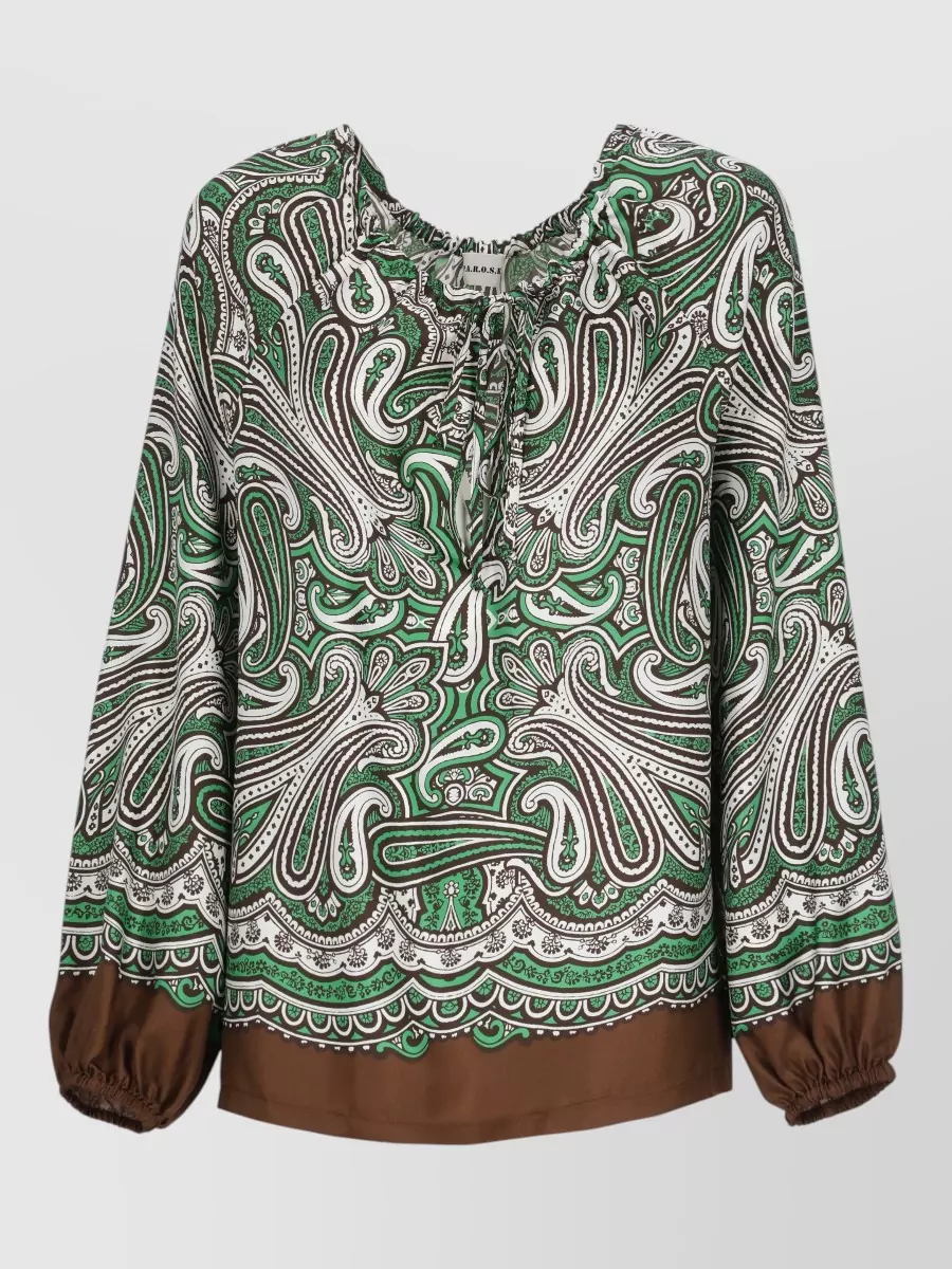 Parosh Silk paisley-print long-sleeve blouse