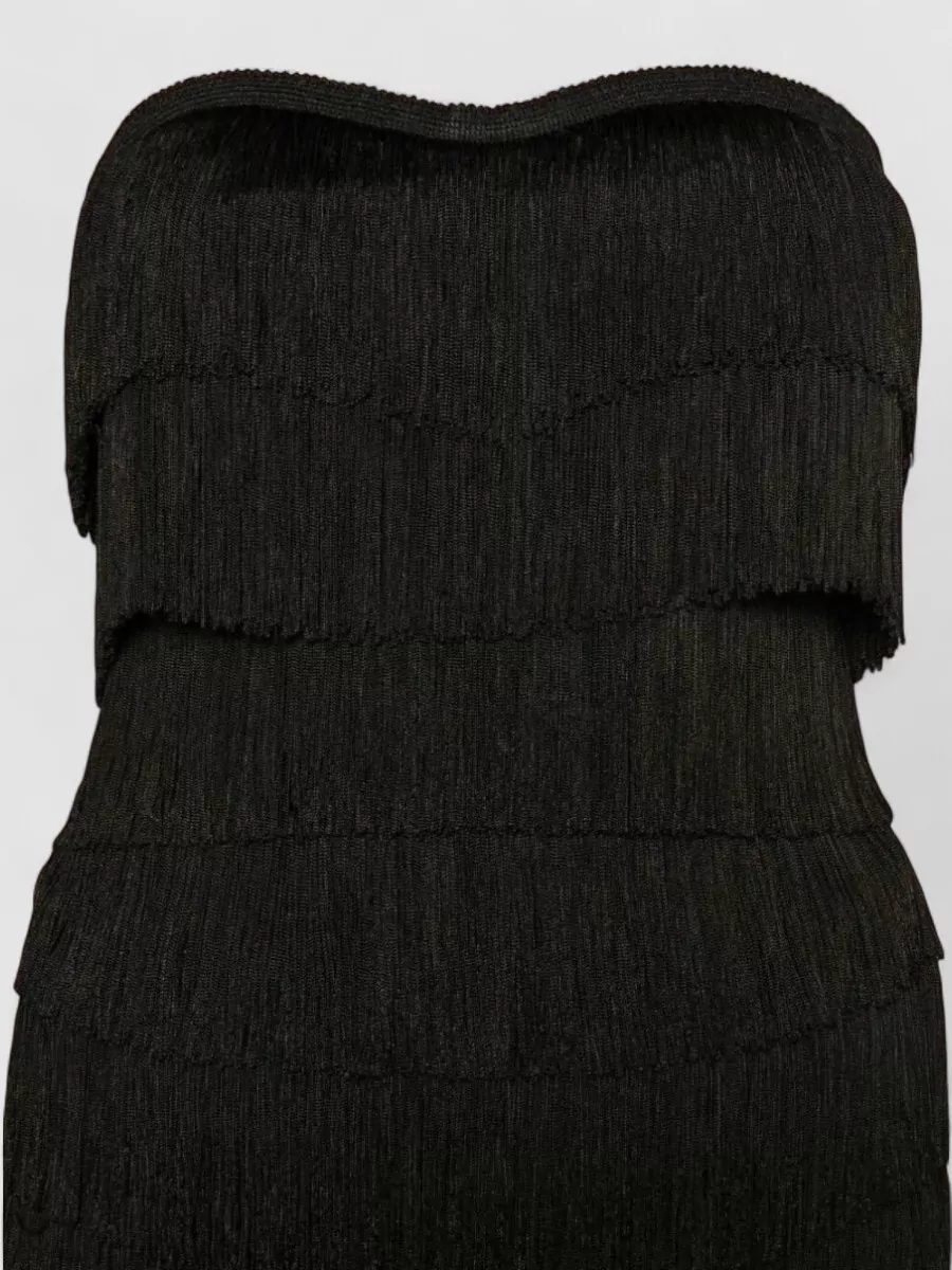 Norma Kamali Strapless Sweetheart Fringe Top