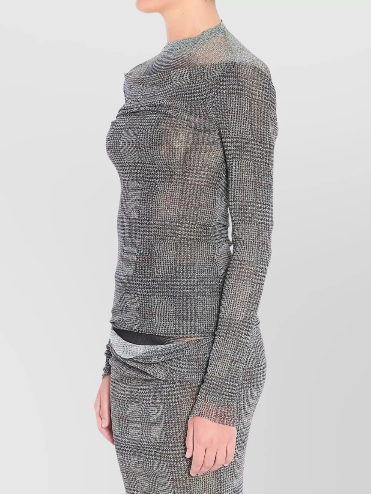 Jean Paul Gaultier Double Layer Checked Mesh Top