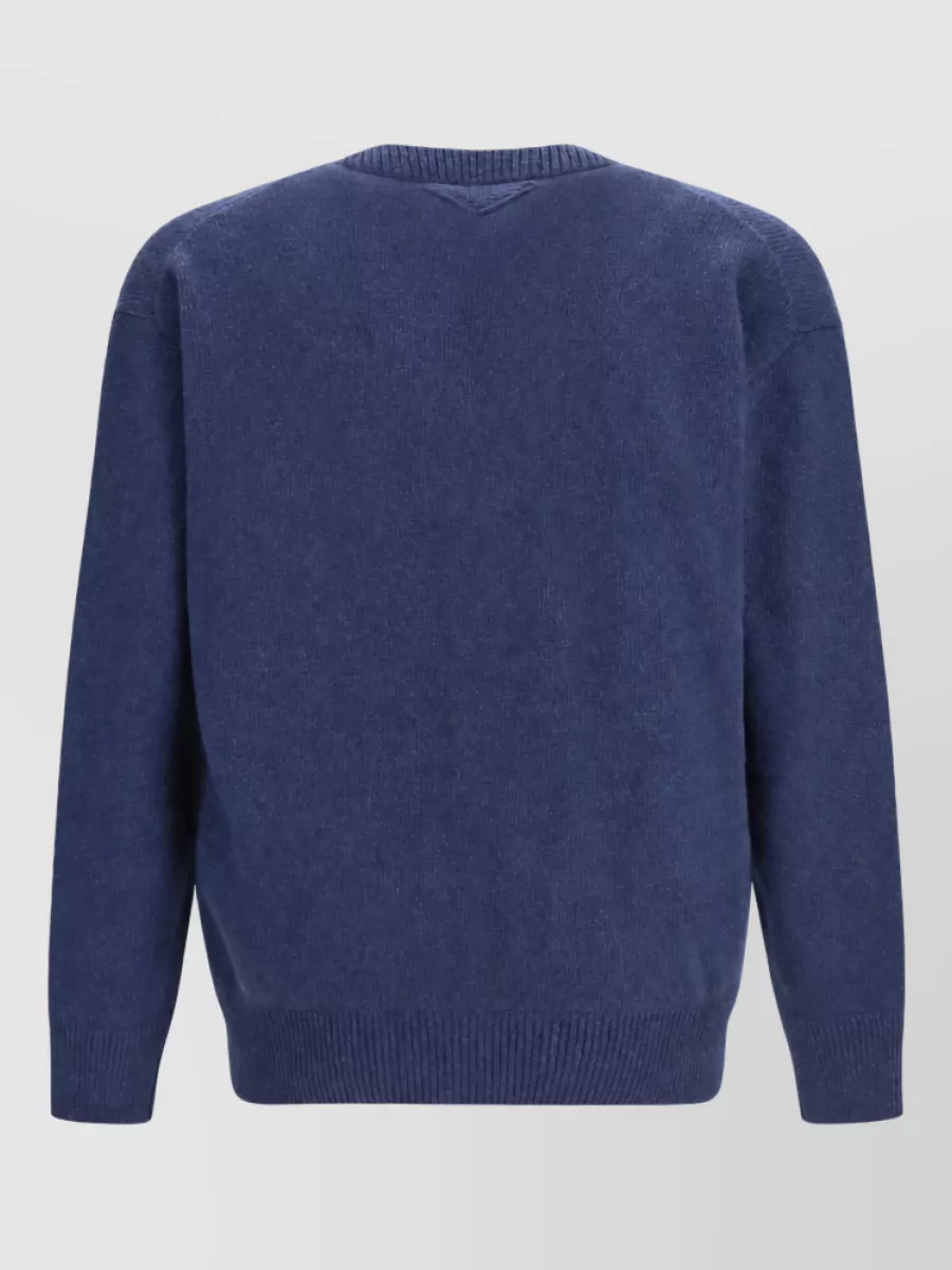 Prada Cashmere V-Neck Ribbed Cardigan
