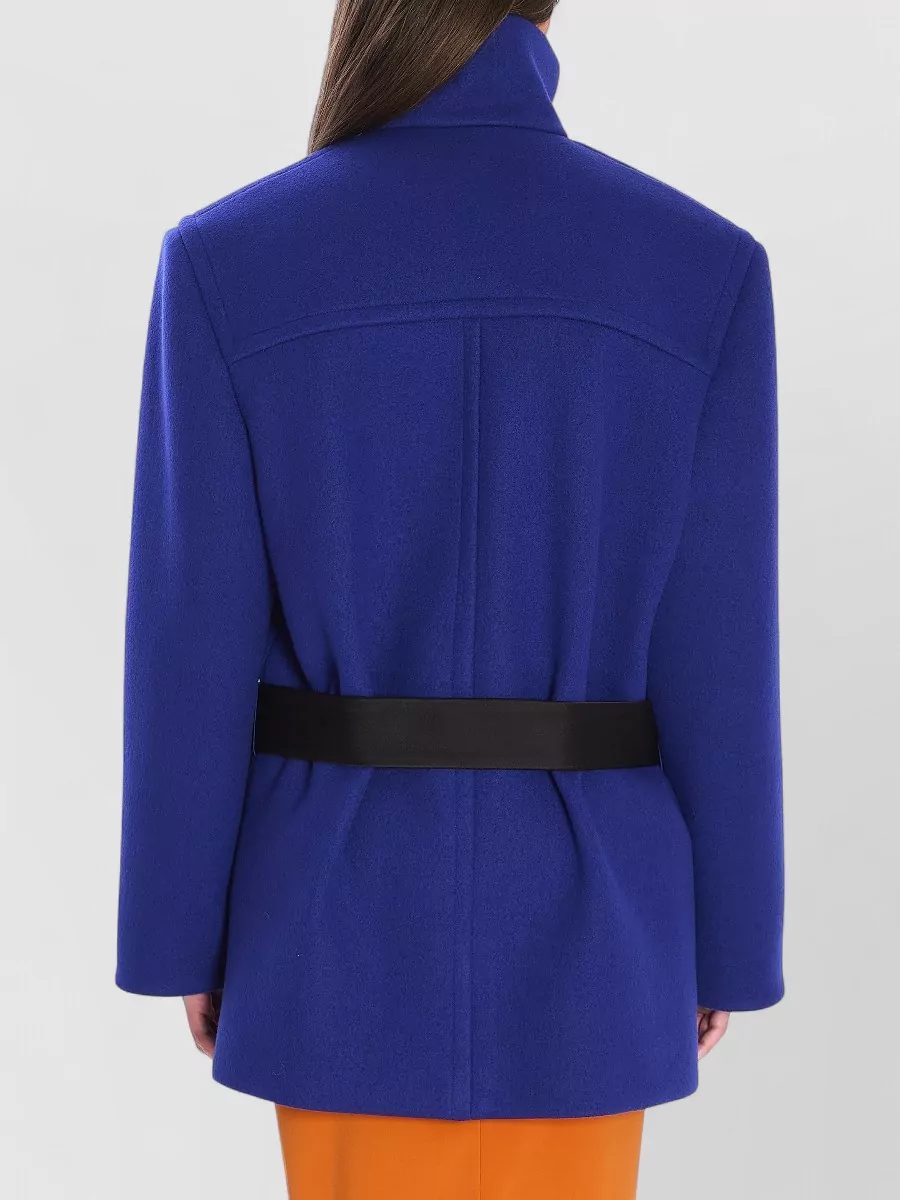 Saint Laurent Boxy Wool Coat Removable Silk Belt