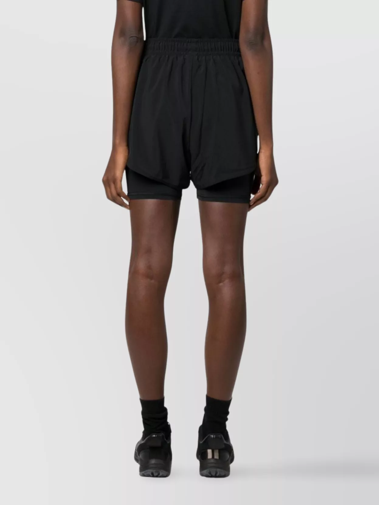 ADIDAS BY STELLA MCCARTNEY LAYERED HIGH-WAISTED SHORTS PERFORATED DETAILING