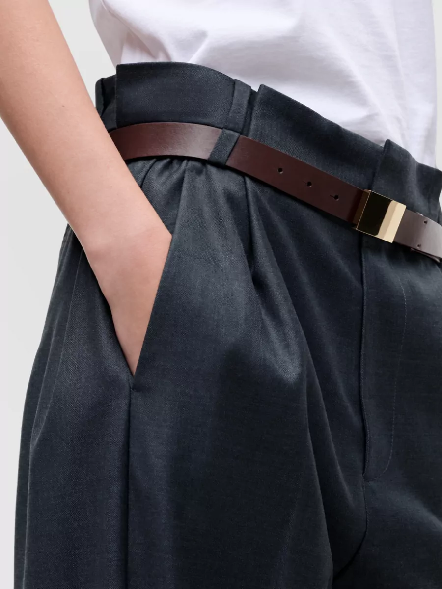Victoria Beckham Virgin Wool Pleated Wide-Leg Suit Trousers