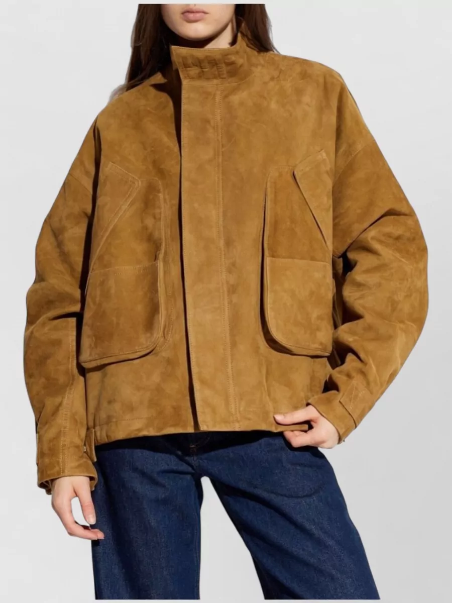 Attico Bomber Jacket Made From Suede Leather In Multi