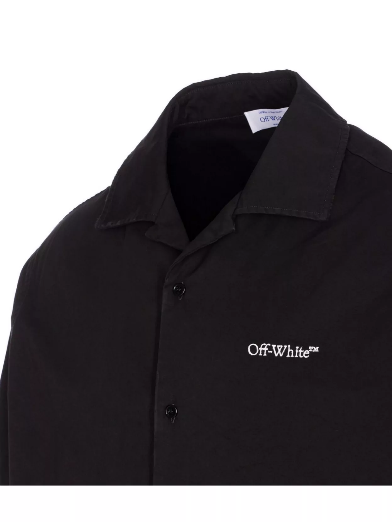 Off-White Graphic Print Bowling Shirt With Spread Collar