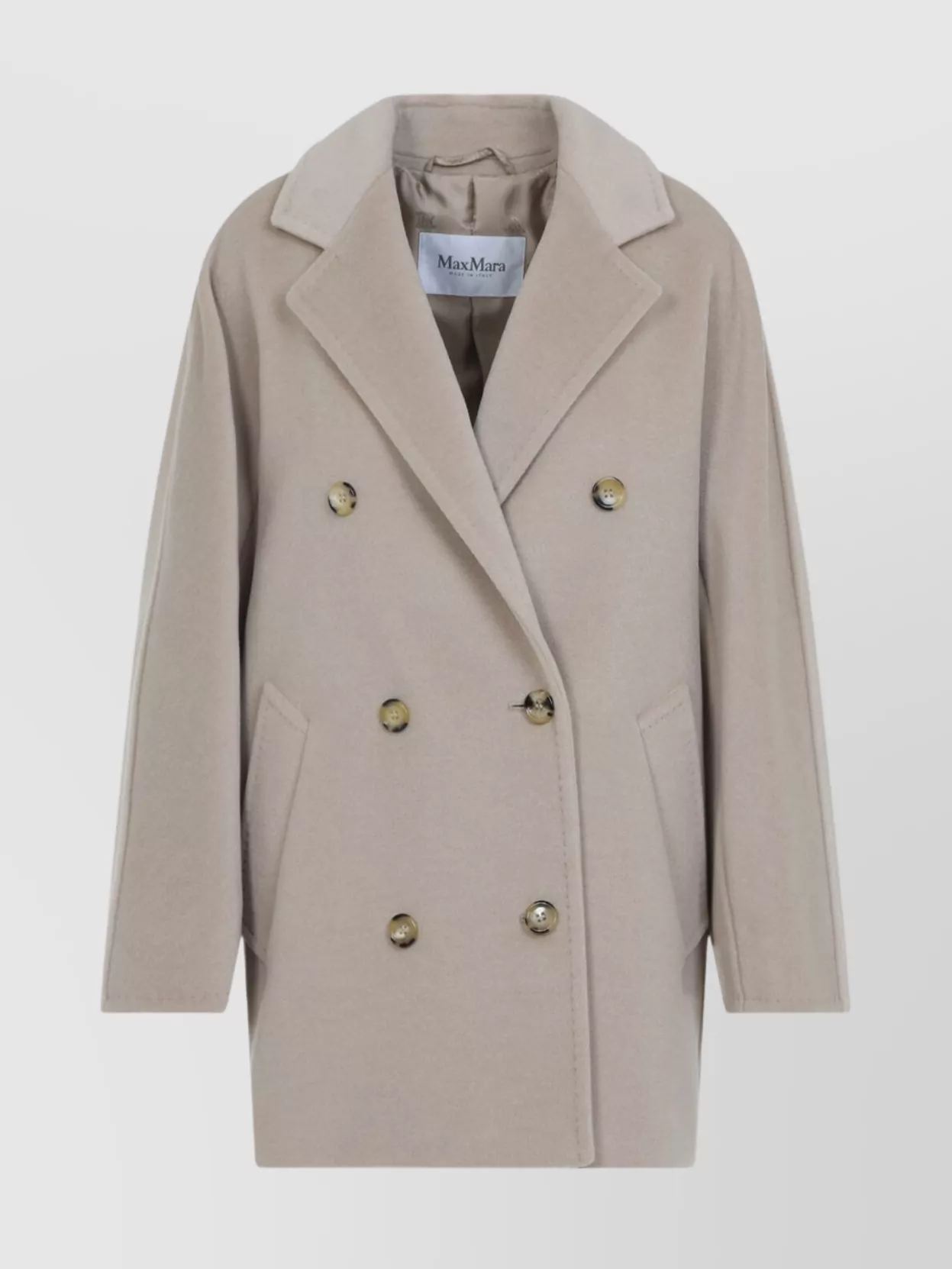 Max Mara Rebus Coat With Wool And Cashmere Blend In Neutral