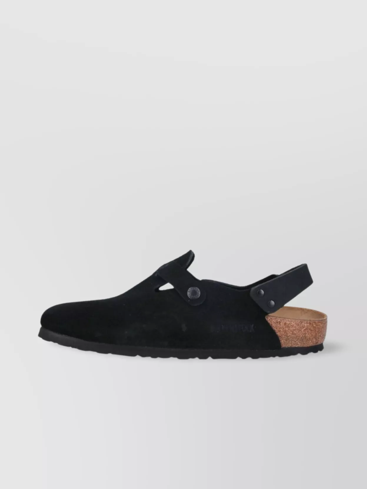 Birkenstock Buckle Cork Open Suede Mules In Black