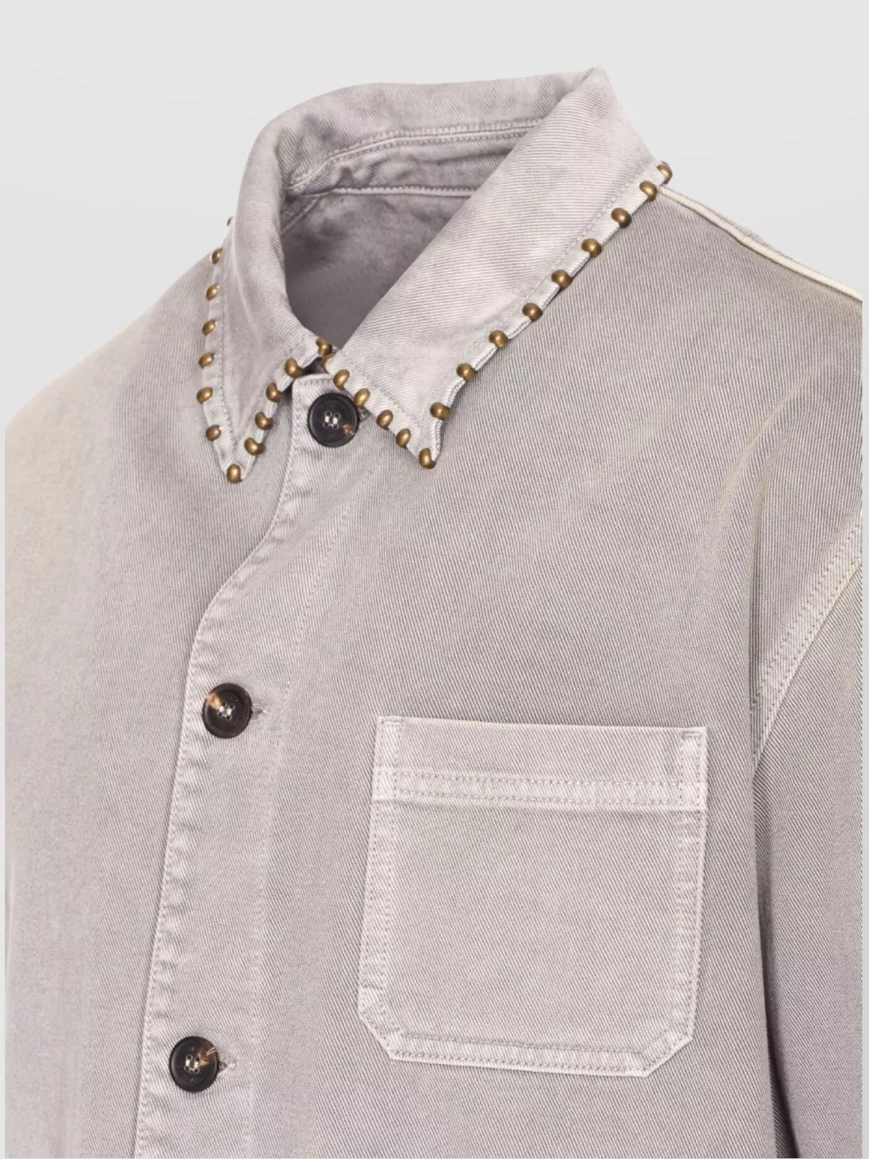 Golden Goose Denim Jacket With Studded Collar And Pockets