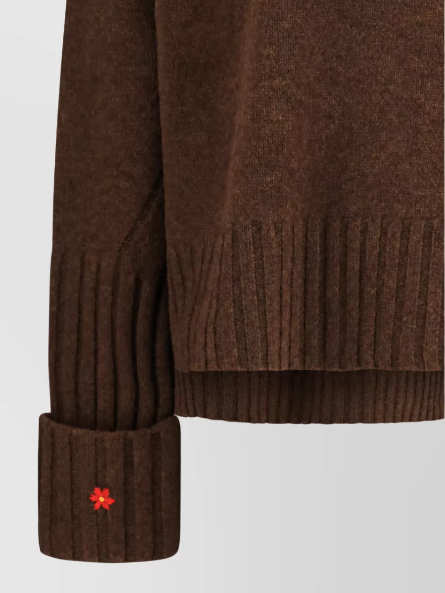 Tory Burch Merino Wool Floral-Embroidery Sweater