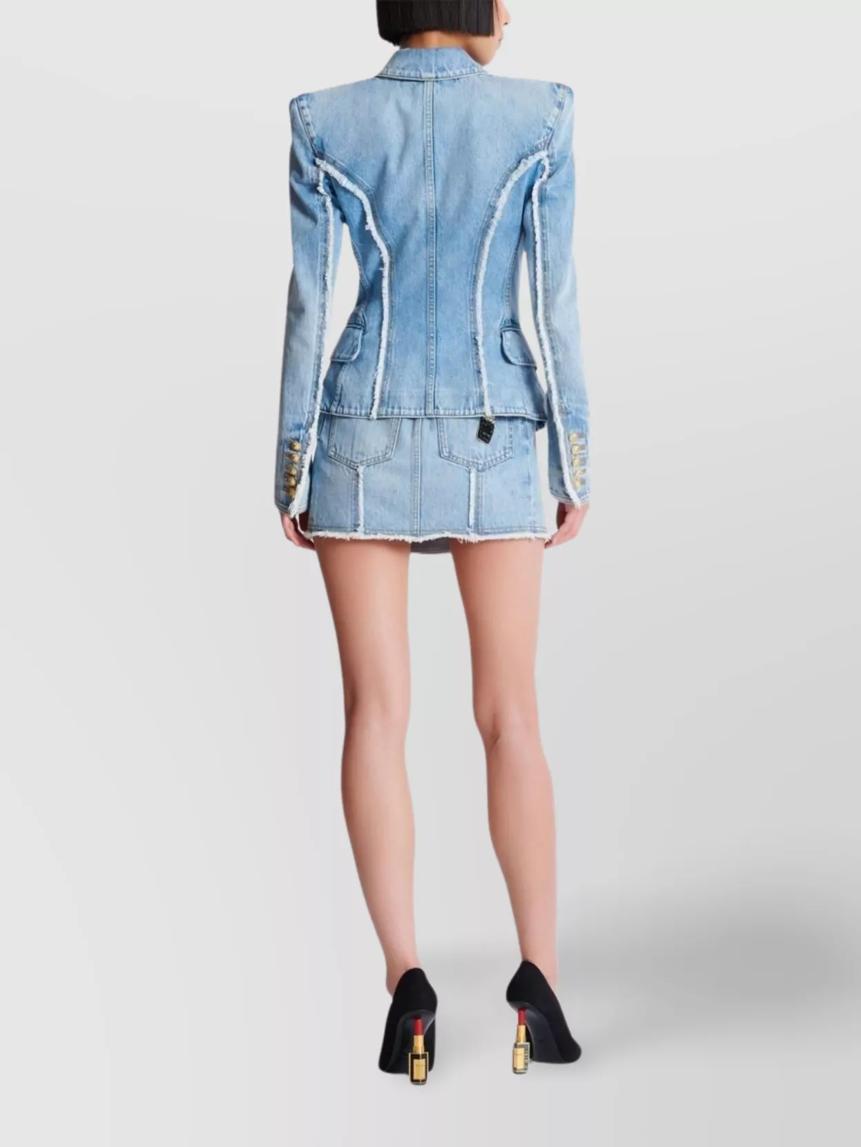 Shop Balmain Tailored Jacket With Peak Lapels And Frayed Edges
