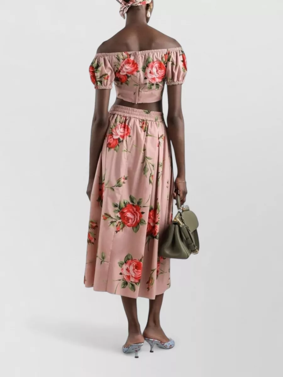 Dolce&Gabbana High Waist Floral Midi Skirt Pleated