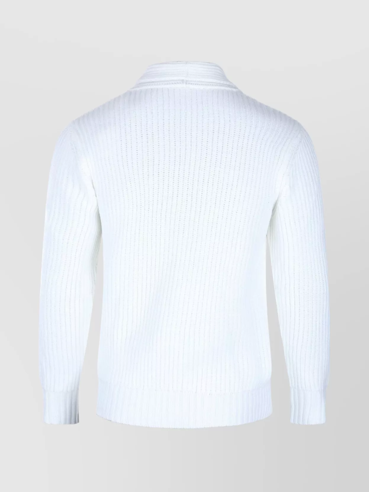 Eleventy Ribbed Texture Shawl Collar Long Sleeves In White