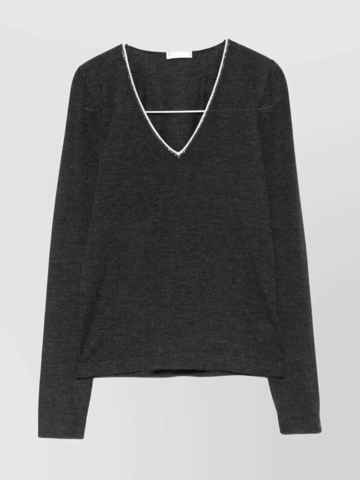 Brunello Cucinelli Cashmere And Silk V-necked Sweater In Gray