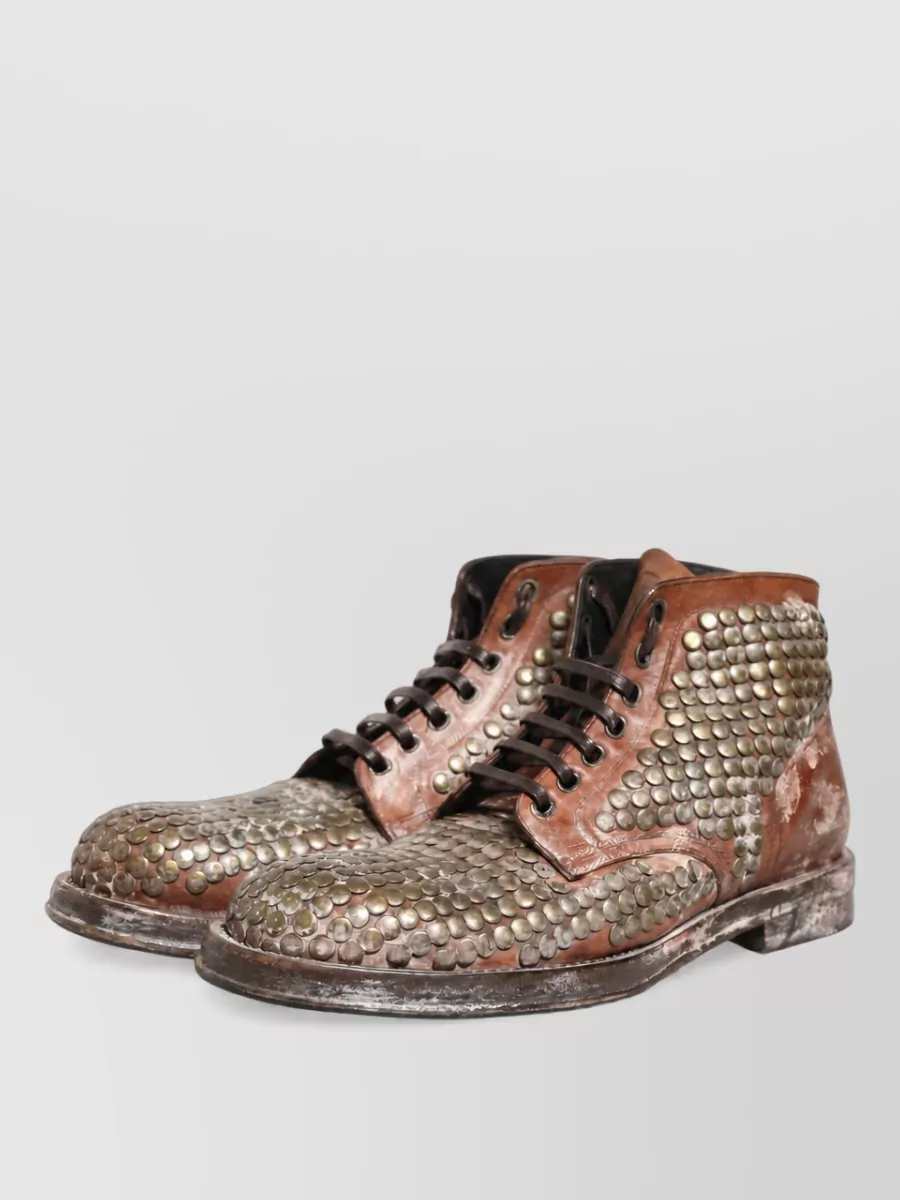 Dolce&Gabbana Leather Studded Ankle Boots