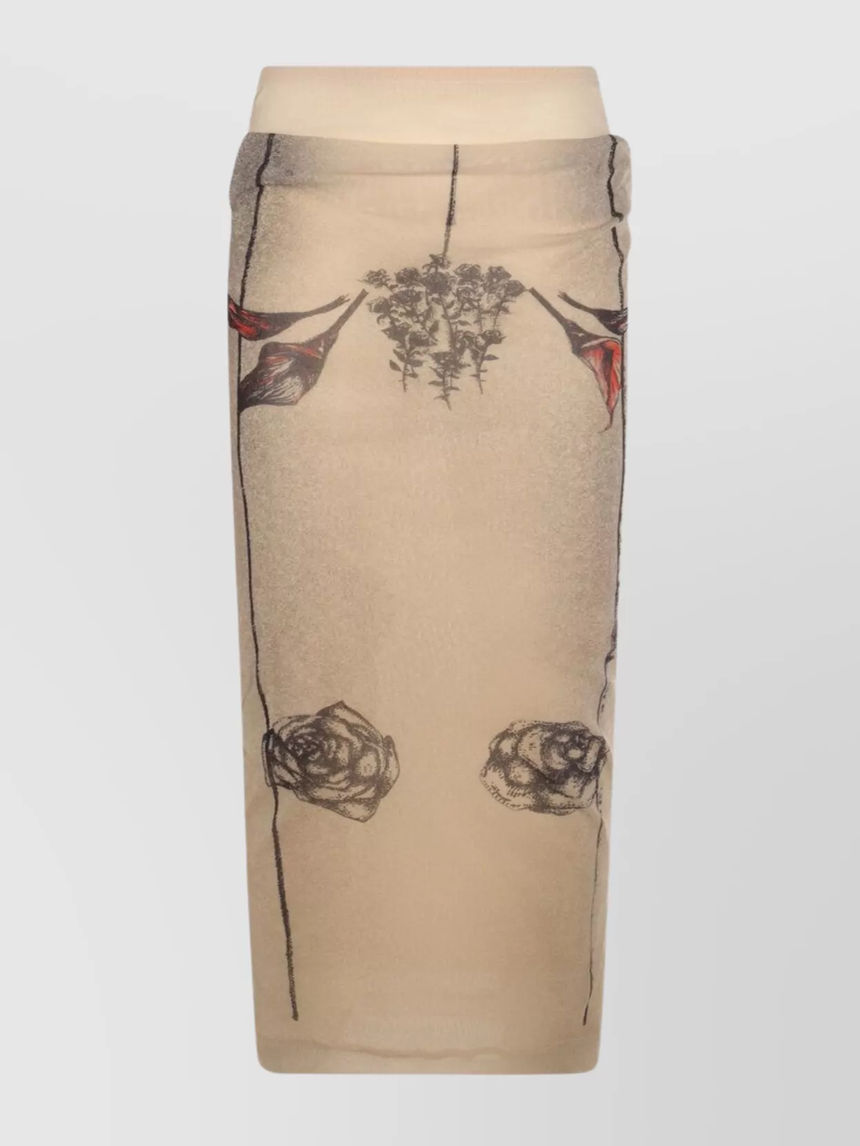Jean Paul Gaultier Butterfly Print Sheer Fabric Skirt