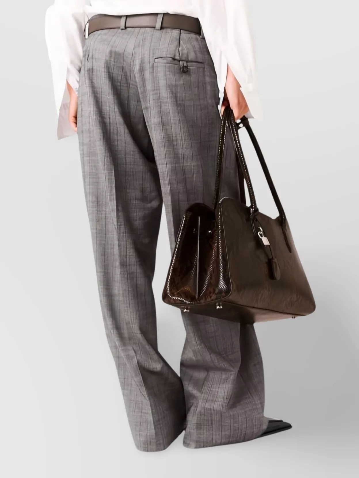 Stella Mccartney Checked Wide Leg Trousers With Back Pocket