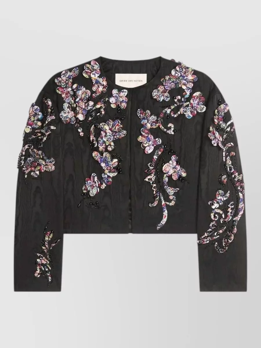 Dries Van Noten embroidered moiré cropped jacket