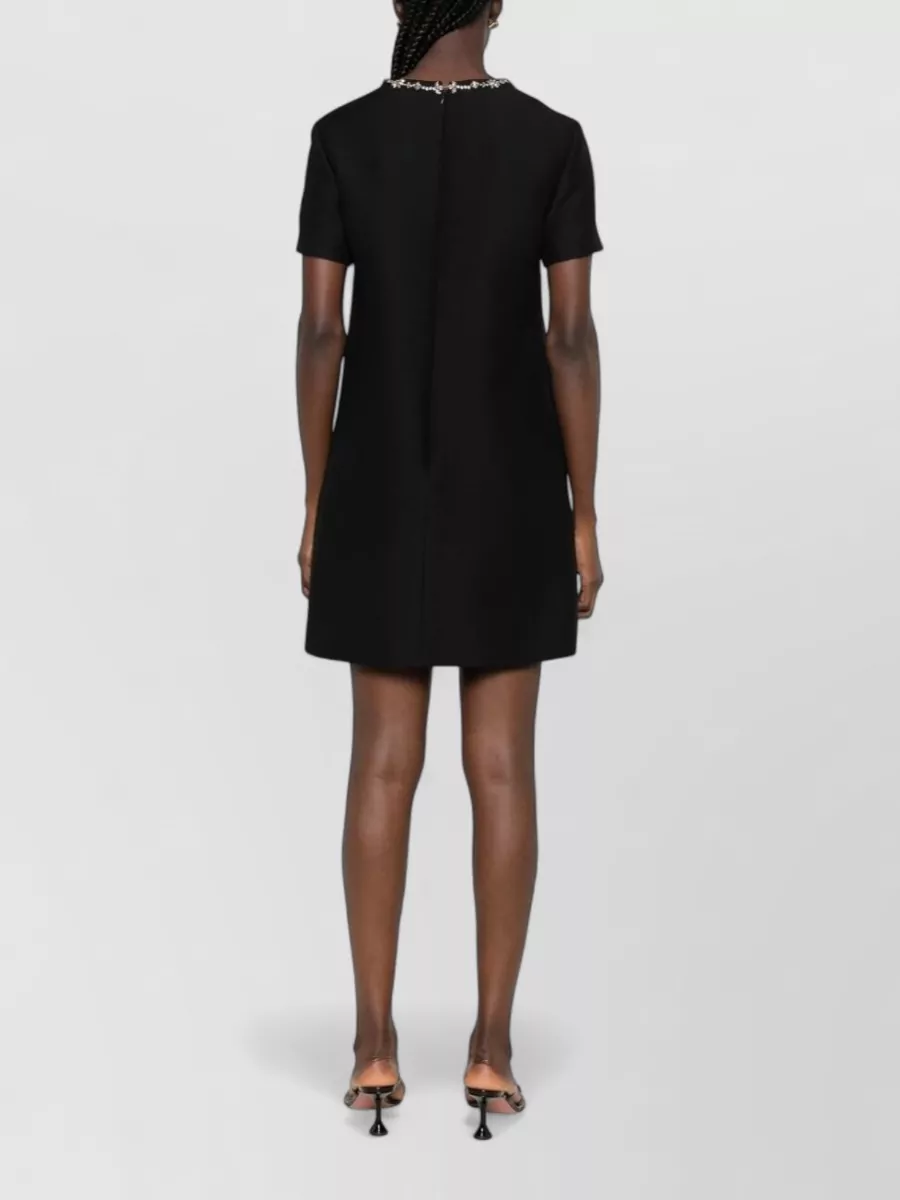 Valentino Silk And Virgin Wool Crystal Embellished Mini Dress